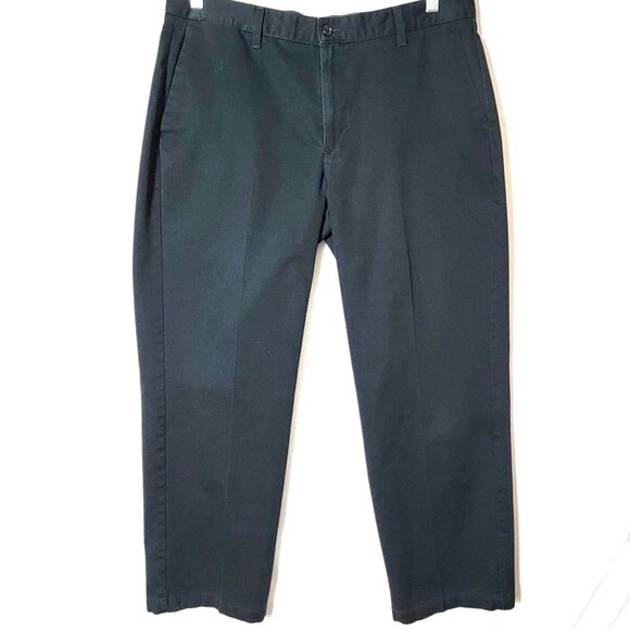 Dockers Mens Pants Size 38x30 Flat Front Cotton Pockets Casual Career Black - Picture 1 of 13